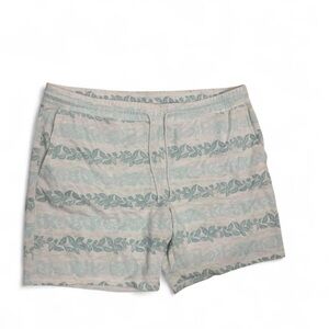 Sun + Stone Leaf Print Shorts - Light Blue and Cream